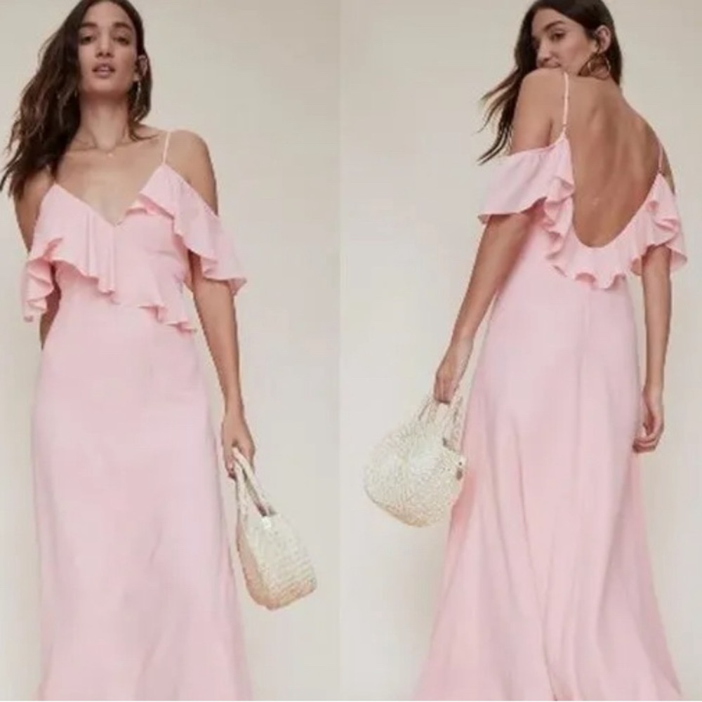 LPA Ruffle Neckline Maxi in Blush